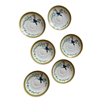 Series of 6 Hermès coffee sub-cups Toucans model