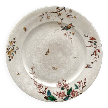 Round polychrome ironstone platter "Nella" by Jules Vieillard, Bordeaux