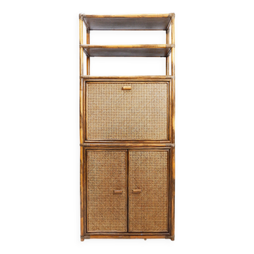70s bamboo and rattan shelf/bar