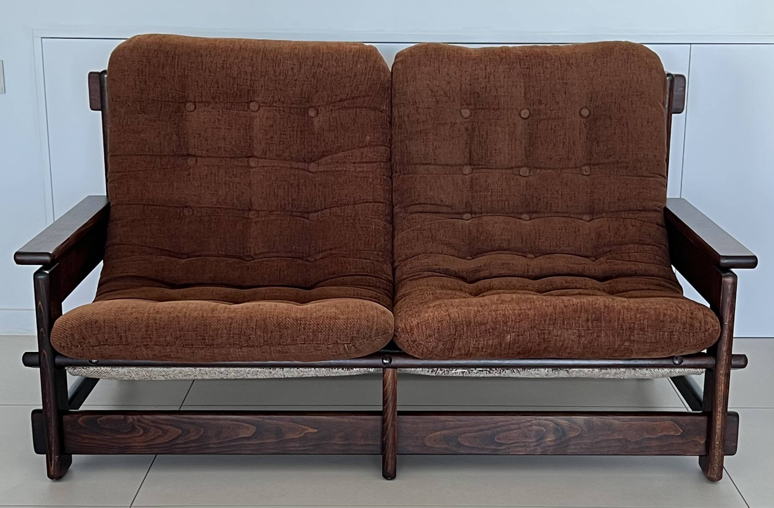Scandinavian two-seater oak sofa, 1960s