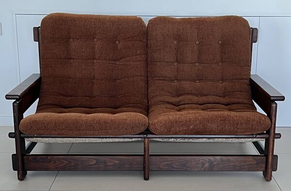 Canapé scandinave deux places en chêne, années 60