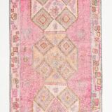 Soft Pink Turkish Vintage Runner Rug, 93x335Cm