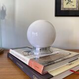 Ceiling light or wall light with white opal glass globe, 15 cm, aluminium rose.