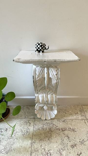 White Patinated Wall Console Shelf