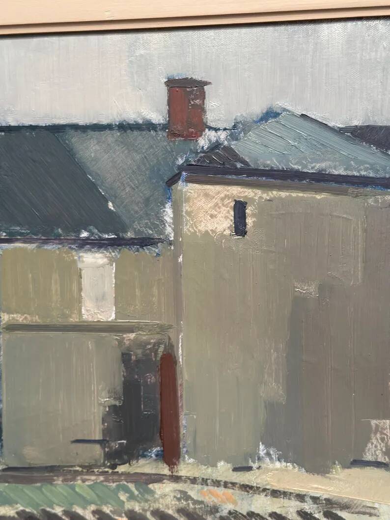 Original Swedish Oil on Canvas – “Sage House” by Gustav‑Adolf Johansson – Signed – Vintage & Framed