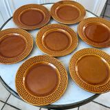 Set of 7 digoin Sarreguemines dessert plates in 50s slurry