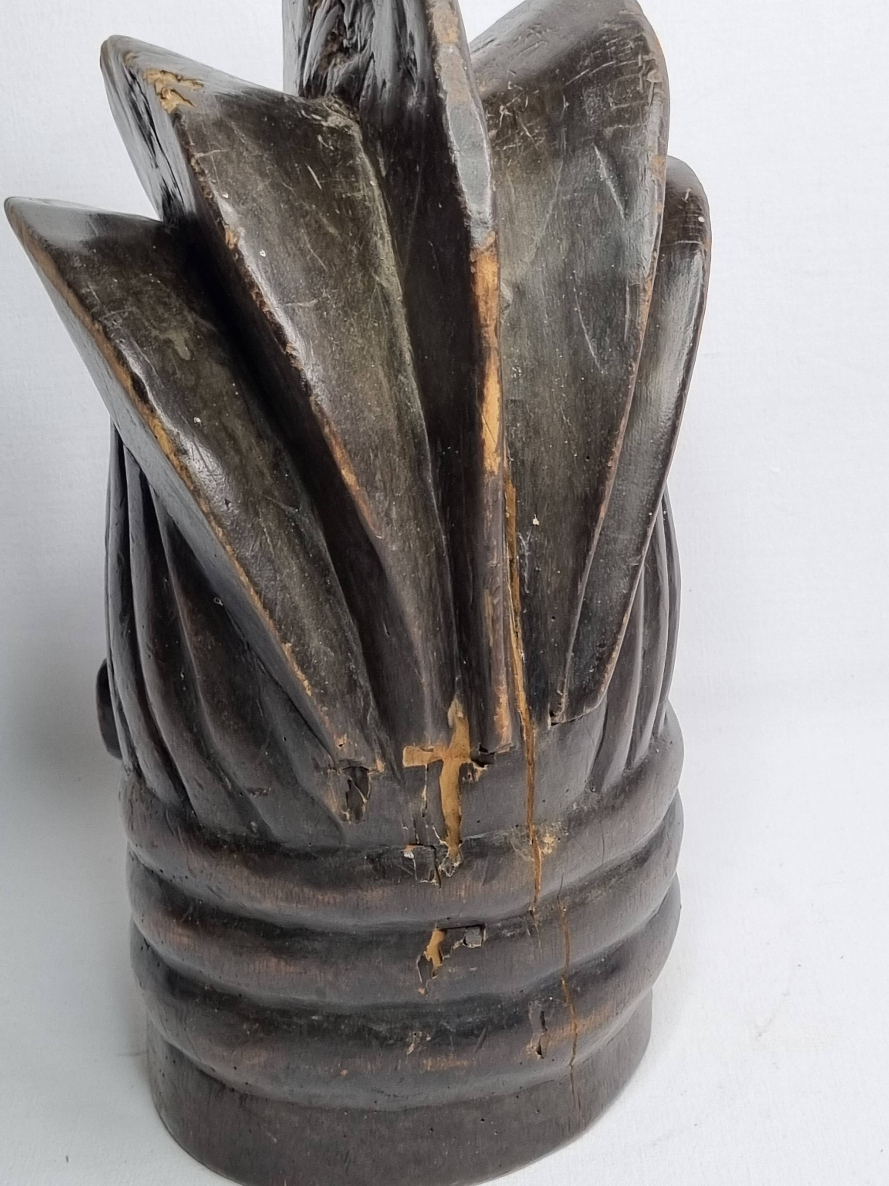 Decorative Carved Wood Guro Helmet Mask – Ivory Coast, 35 cm