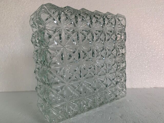 Ceiling lamp wall lamp square window in chiseled glass from the 60s and 70s