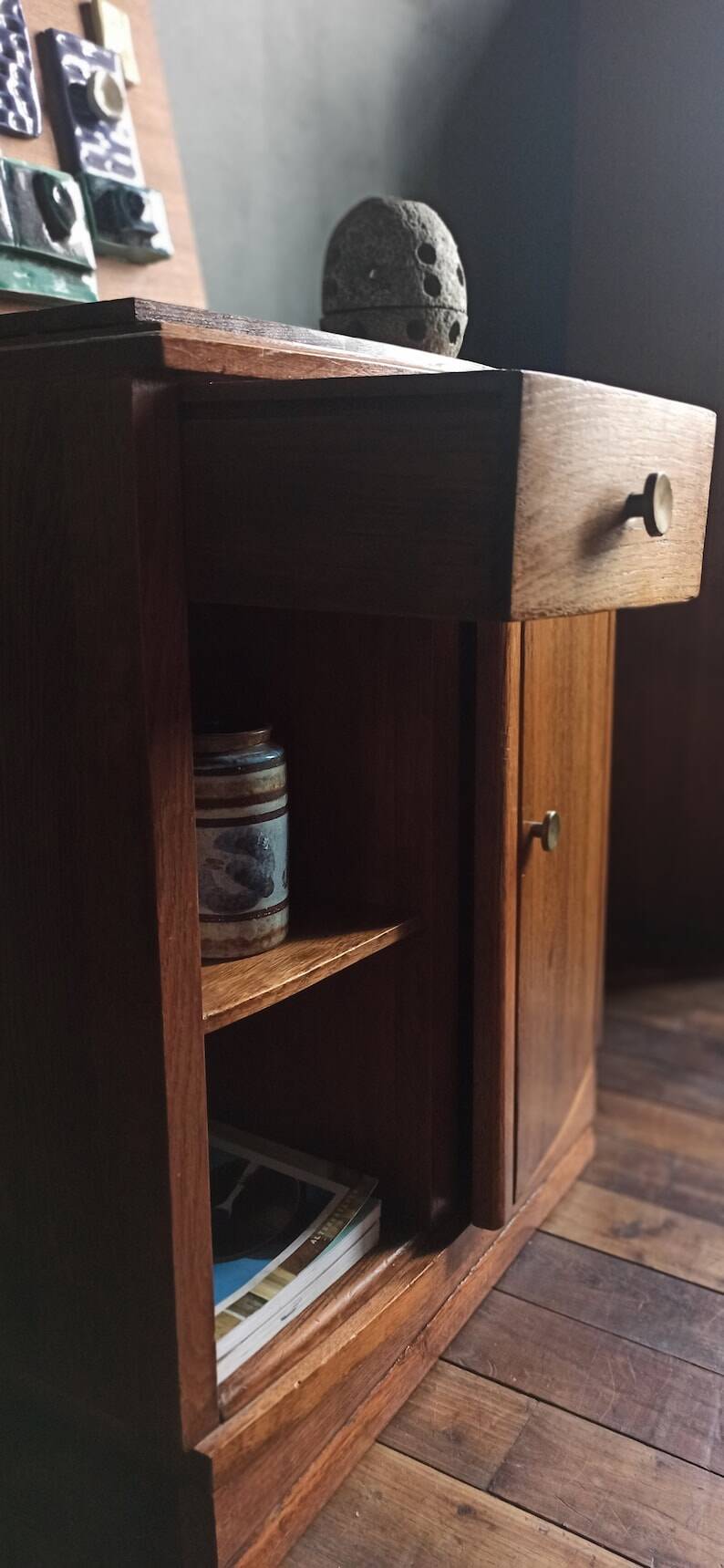 Vintage solid wood bedside table/wooden storage unit
