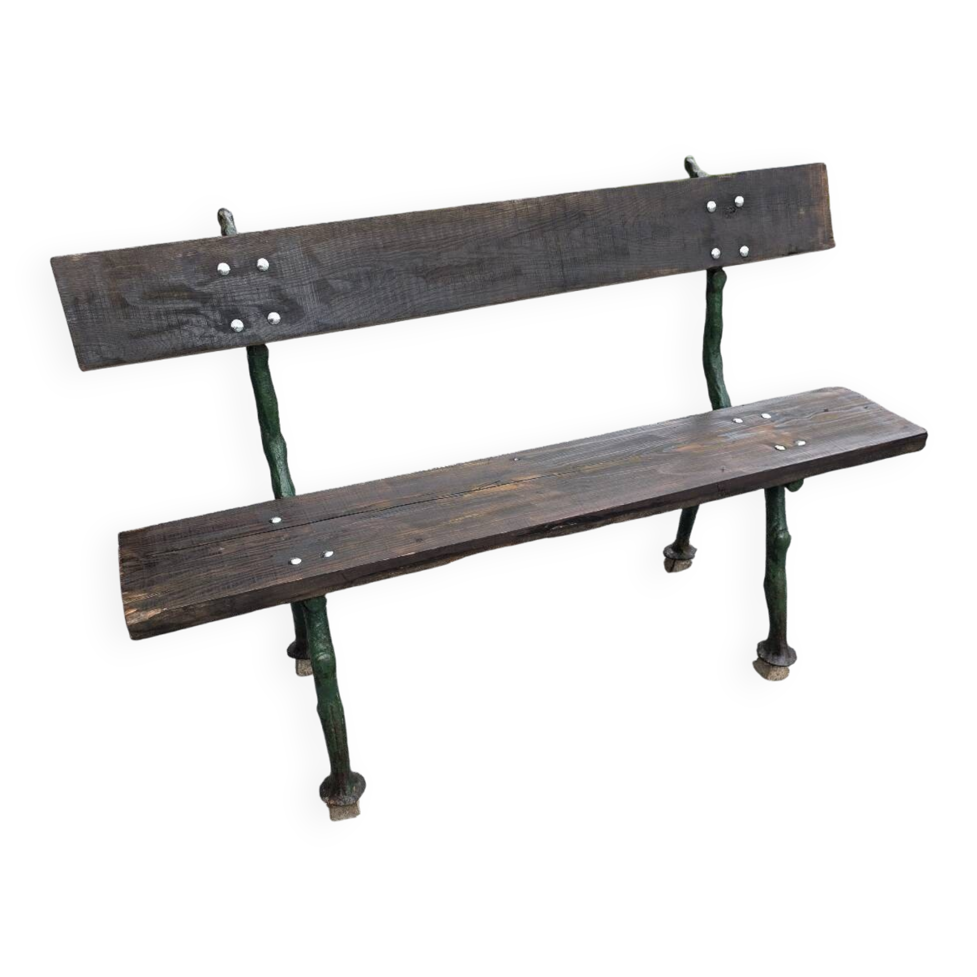Cast iron garden bench with solid oak seat
