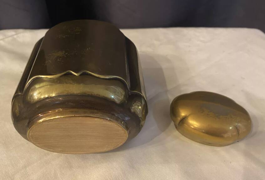 70s oriental style silver brass bottle
