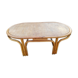 Table basse en rotin ovale vintage