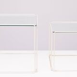 Isocele White and Clear Glass Nesting Tables Max Sauze for Max Sauze studio