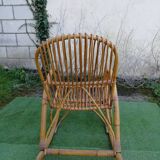 Rocking-chair in rattan and bamboo from the 60/70