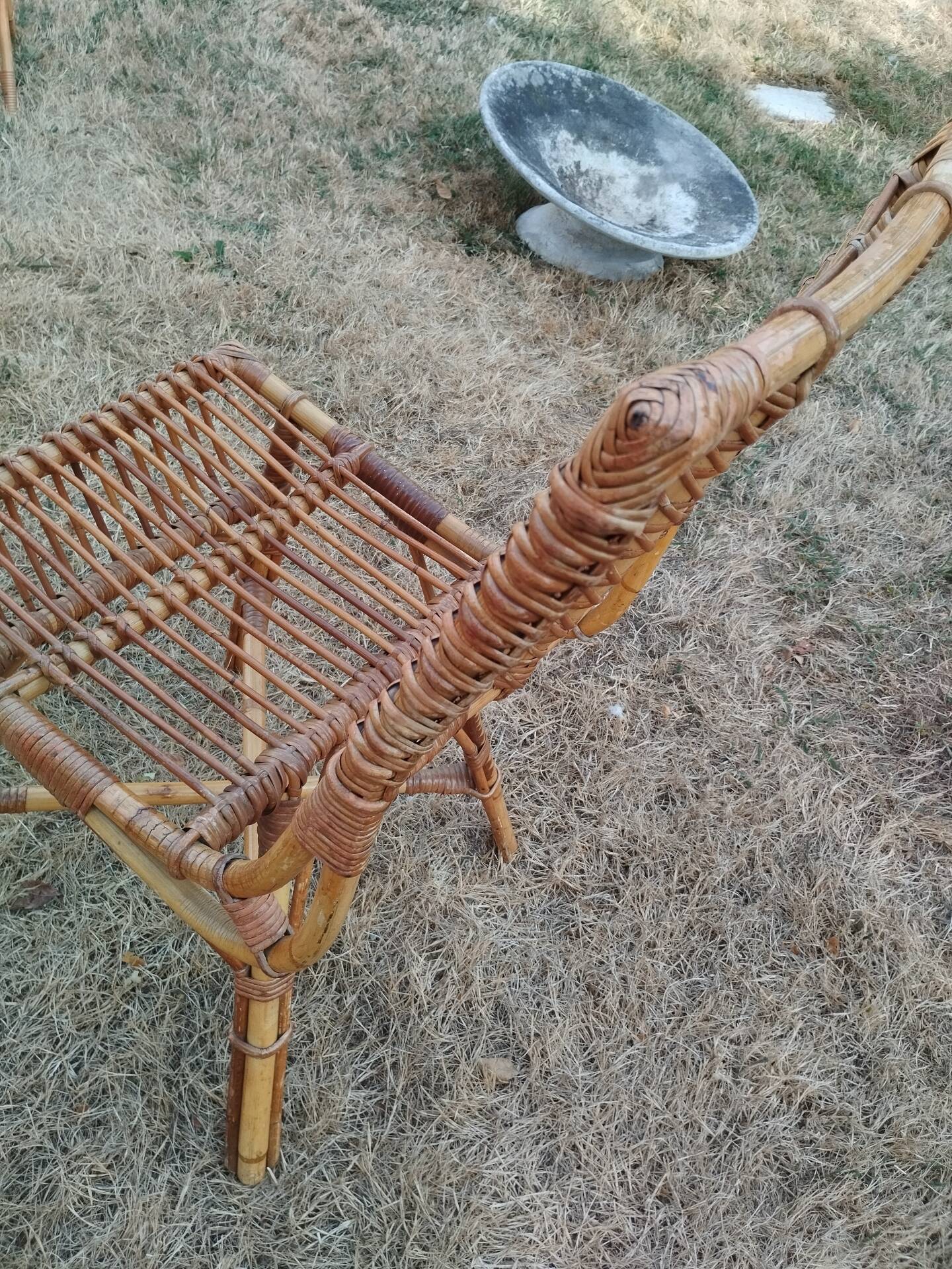 vintage antique rattan armchair