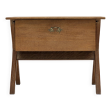1970s, Scandinavian side table with drawer, solid oak wood, teak wood.