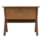 1970s, Scandinavian side table with drawer, solid oak wood, teak wood.