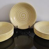 Lots de 6 anciennes assiettes creuses Longchamp France jaune soleil