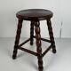 Midcentury bobbin wood turned stool, Charles Dudouyt style, France, 1950s
