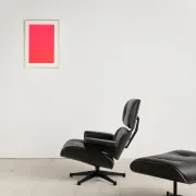 Lounge Chair and ottoman in black leather by Charles & Ray Eames, Vitra