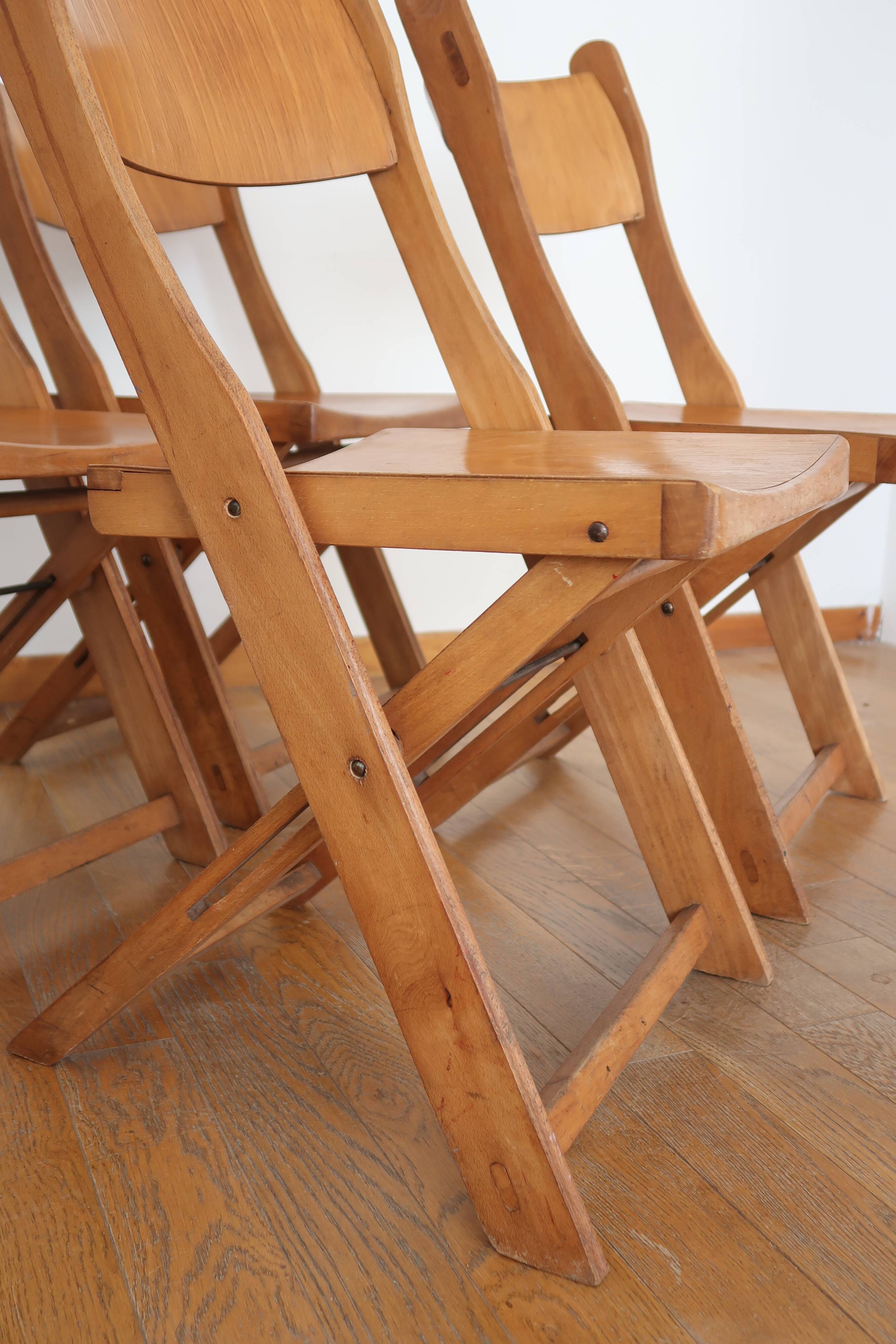 Set of 4 folding chairs in wood 70