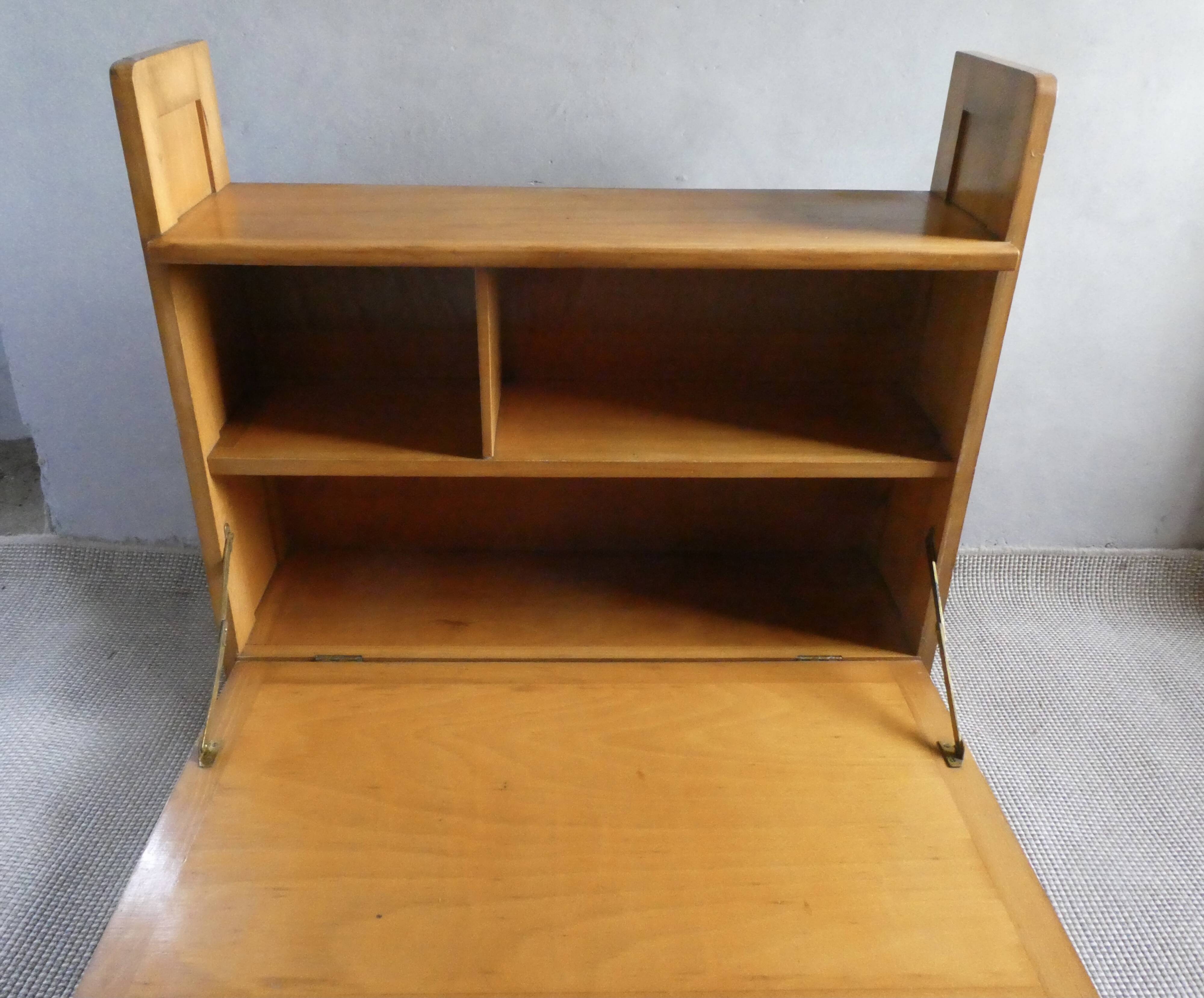 Light wood wall-mounted secretary from the 60s