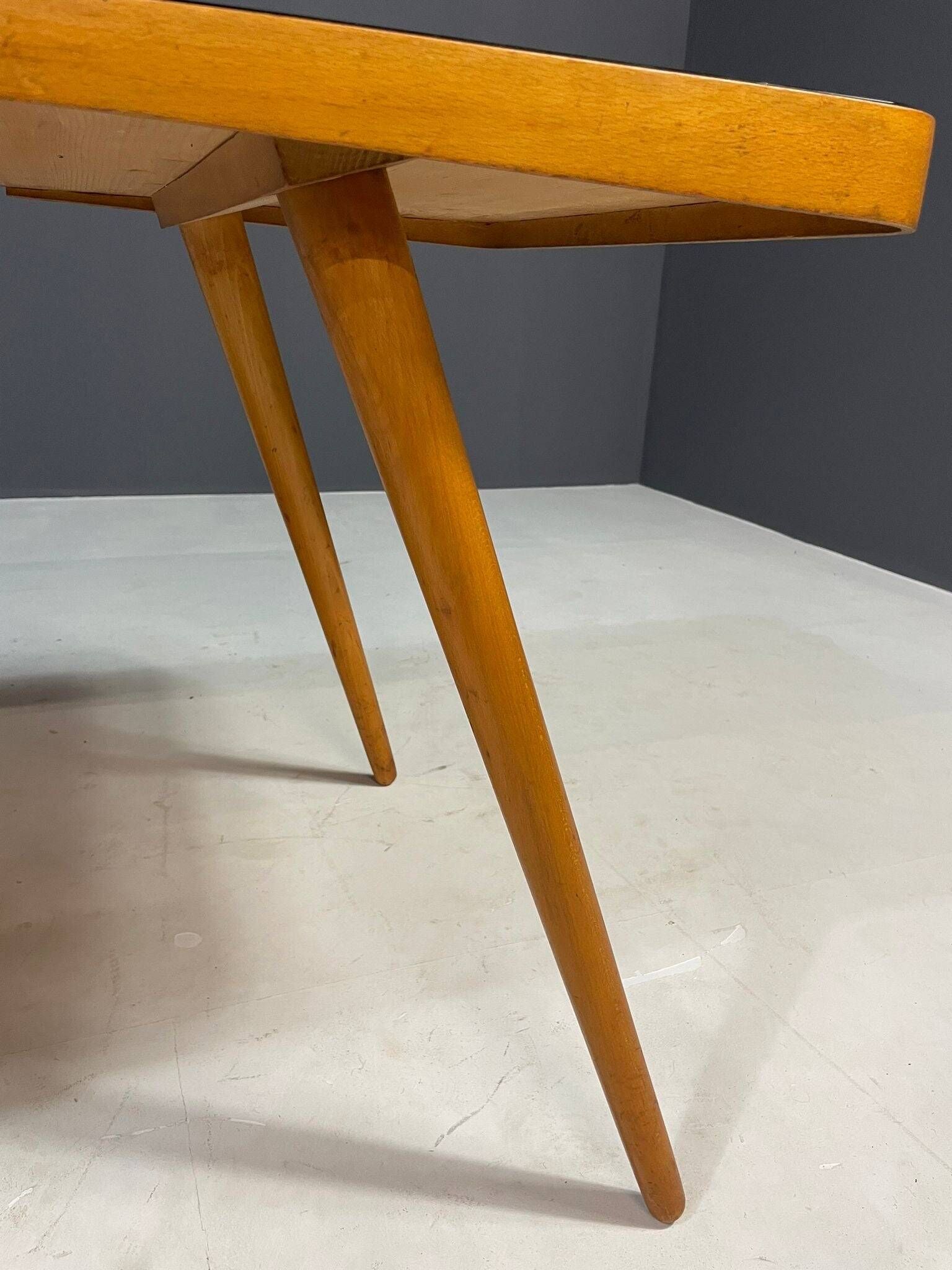 Coffee table, mid-century, opaxite glass top, Interiér Praha, 1960s