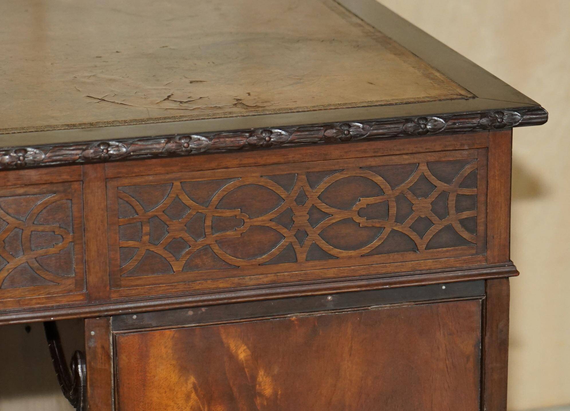Thomas Chippendale Revival desk with a leather top