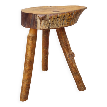 Rustic side table made from trunk slices – Solid wood, H. 43 cm