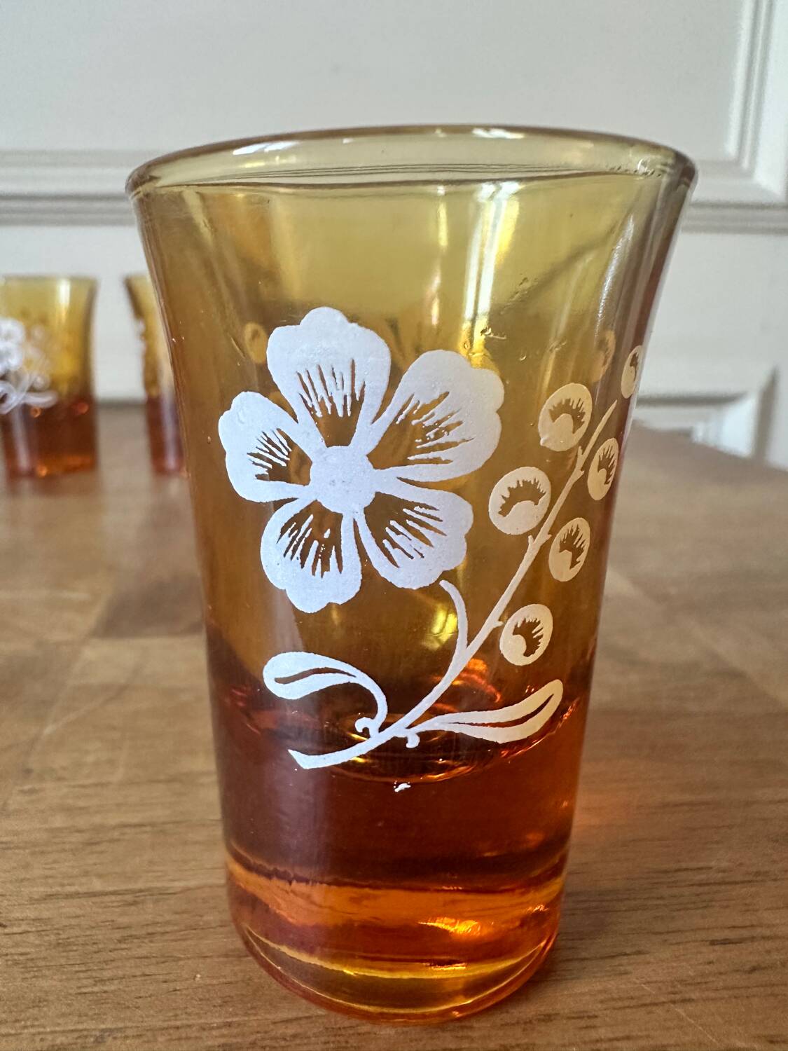 Set of six antique liqueur glasses