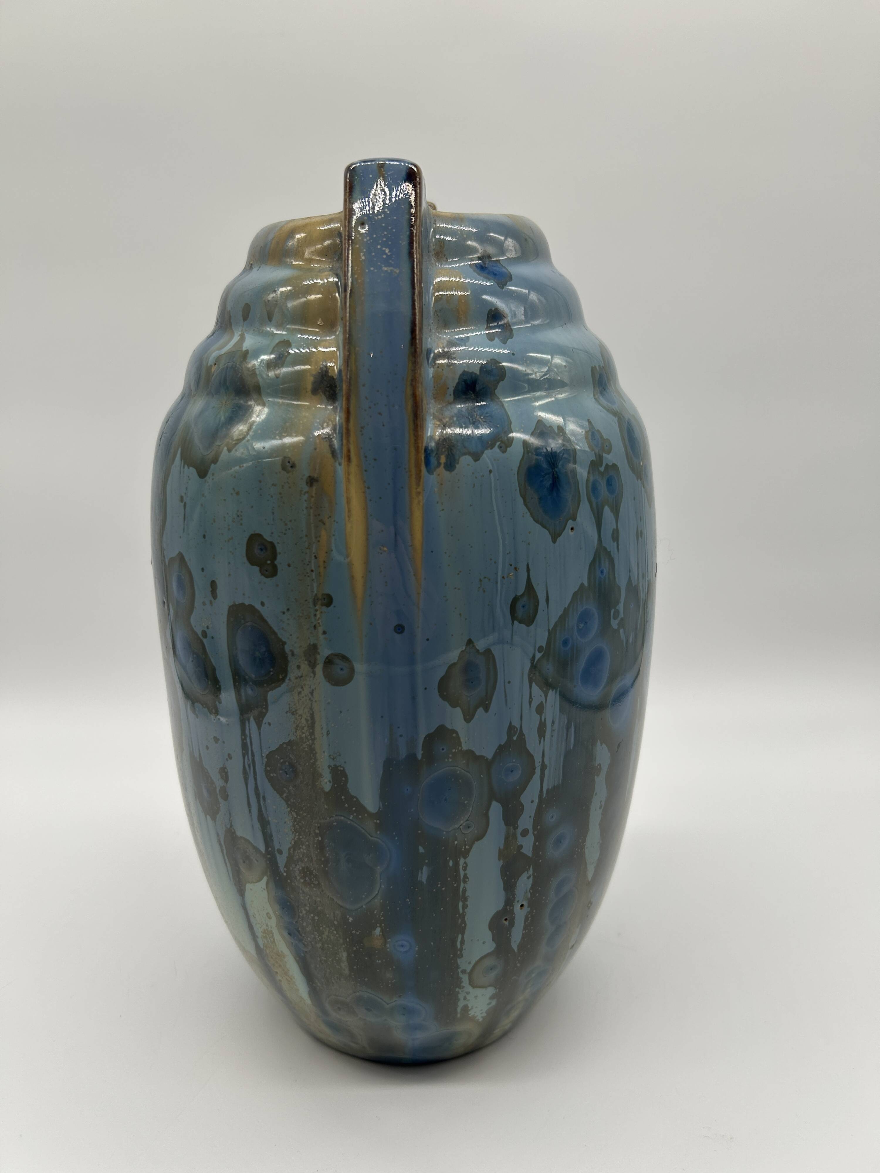 Vase art deco en grès émaillé de la manufacture pierrefonds
