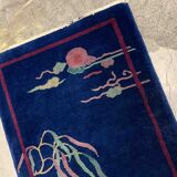 Ancient chinese carpet art deco handmade 64cm x 120cm 1920s
