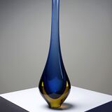 Vase Sommerso Murano att. Flavio Poli, verre bleu et ambre, années 1950-1960