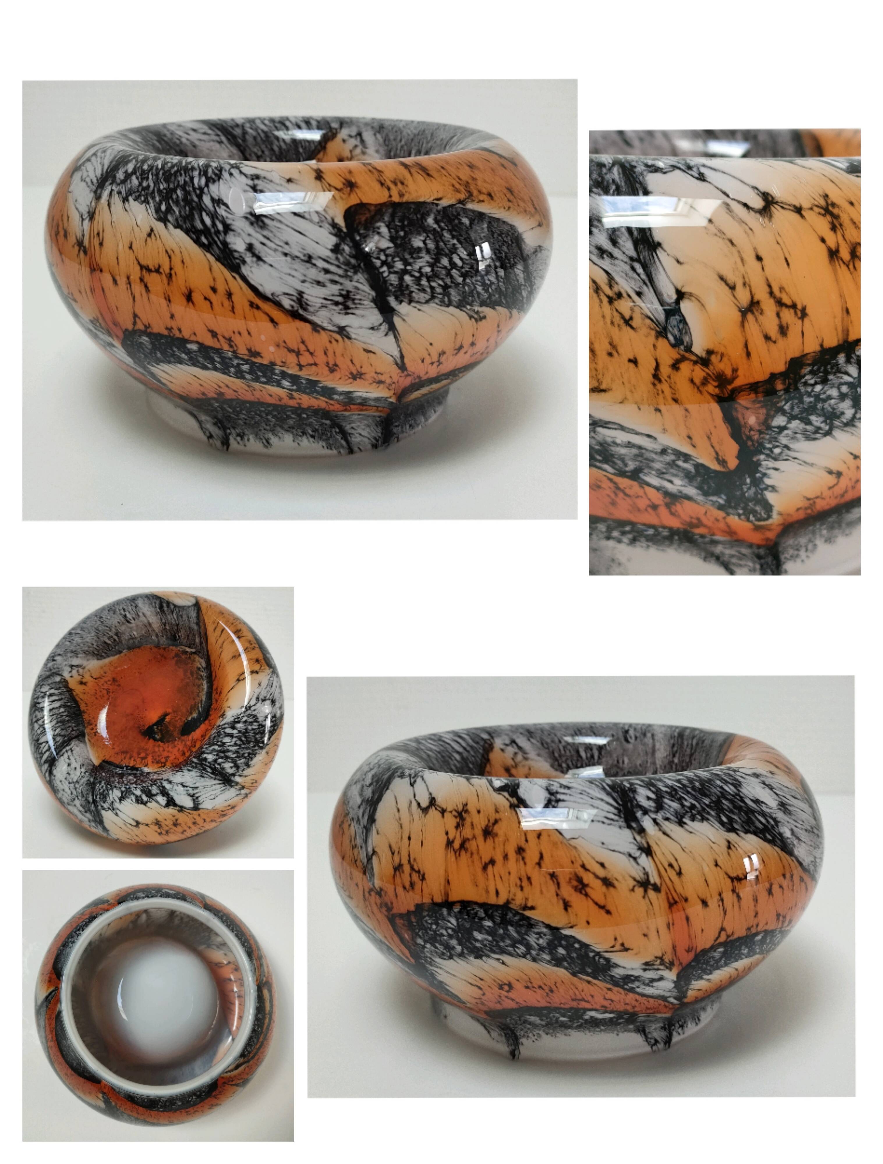 Empty pocket Carlo Moretti opaline glass orange and black design