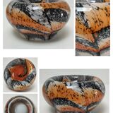 Vide poche Carlo Moretti verre opalin orange et noir design