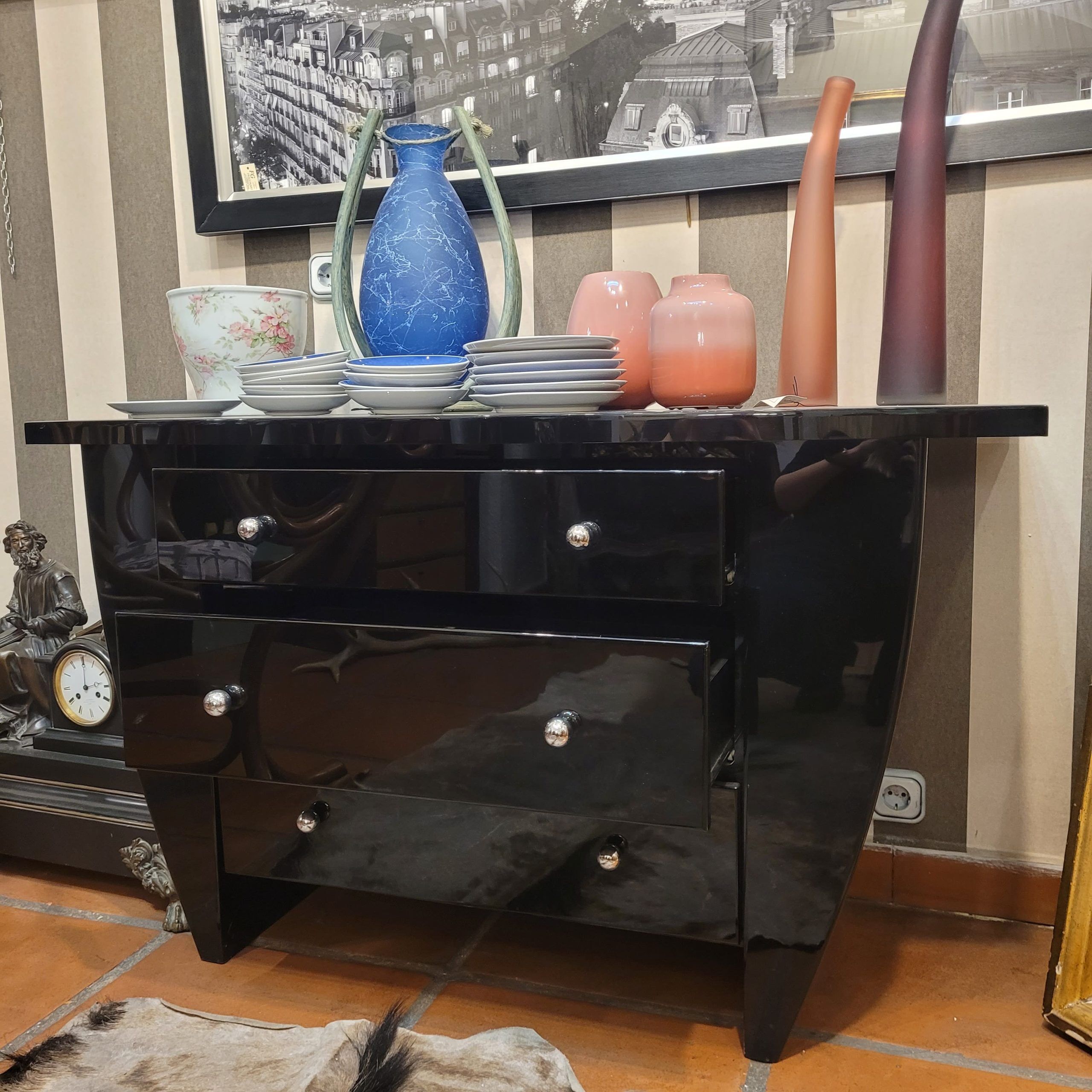 Lacquered wooden chest of drawers, David Lange, Mid-century, 1970s – France