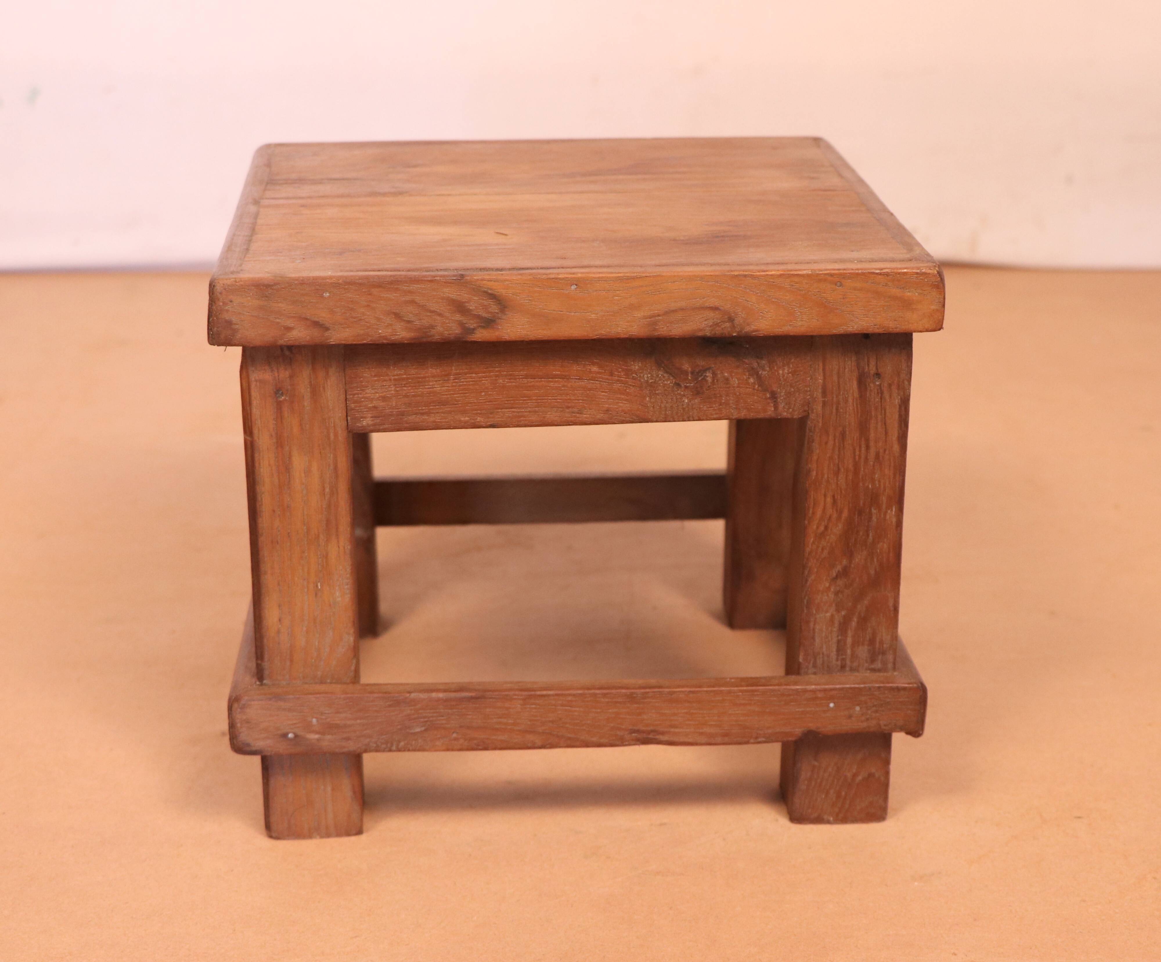 Old small Burmese teak workshop bedside table / ideal in a harness to put 1 plant or e