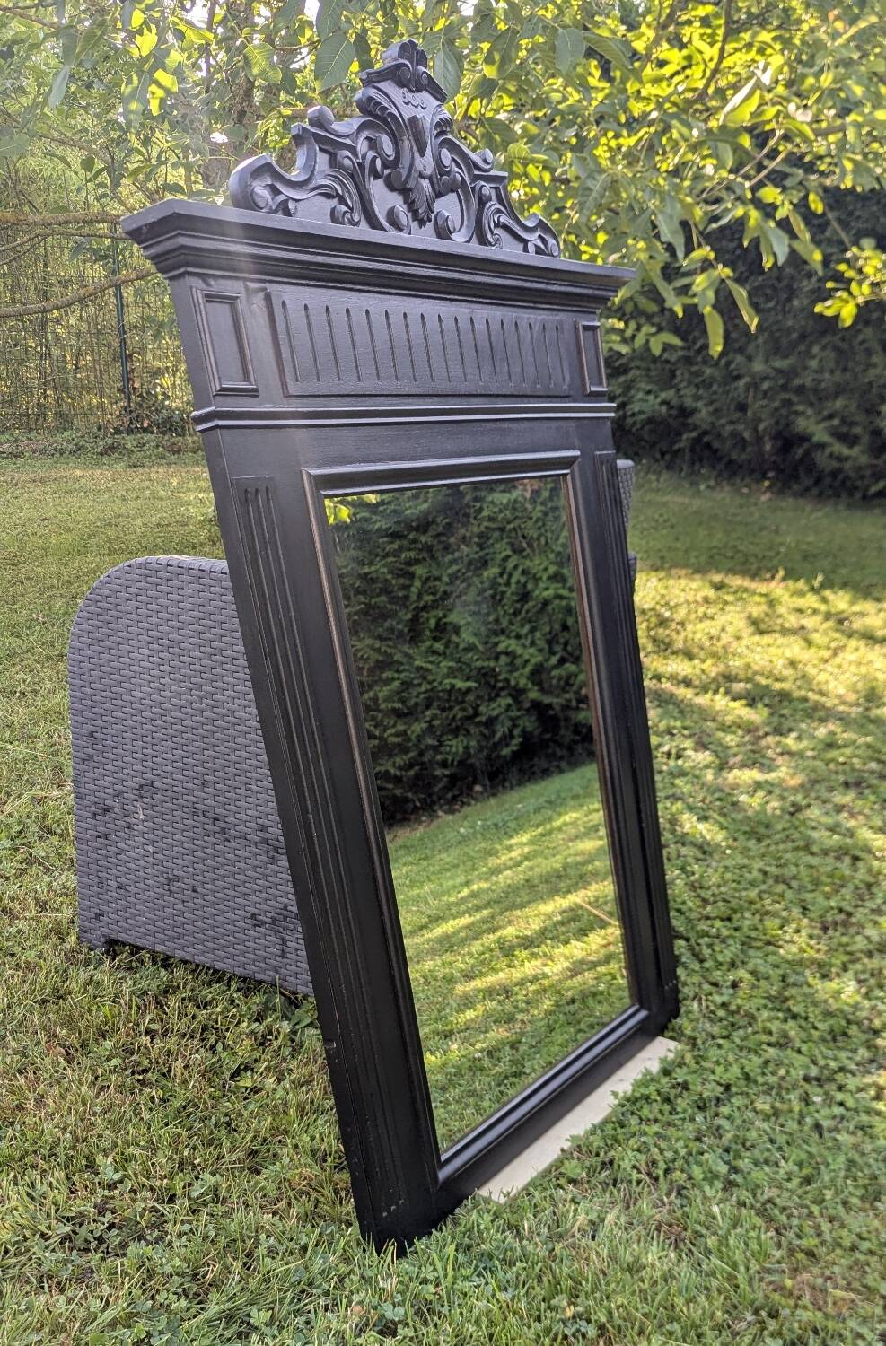 19th-19th Century Trumeau Mirror with Shabby Patina