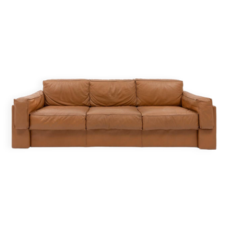 Italian Modern cognac leather sofa