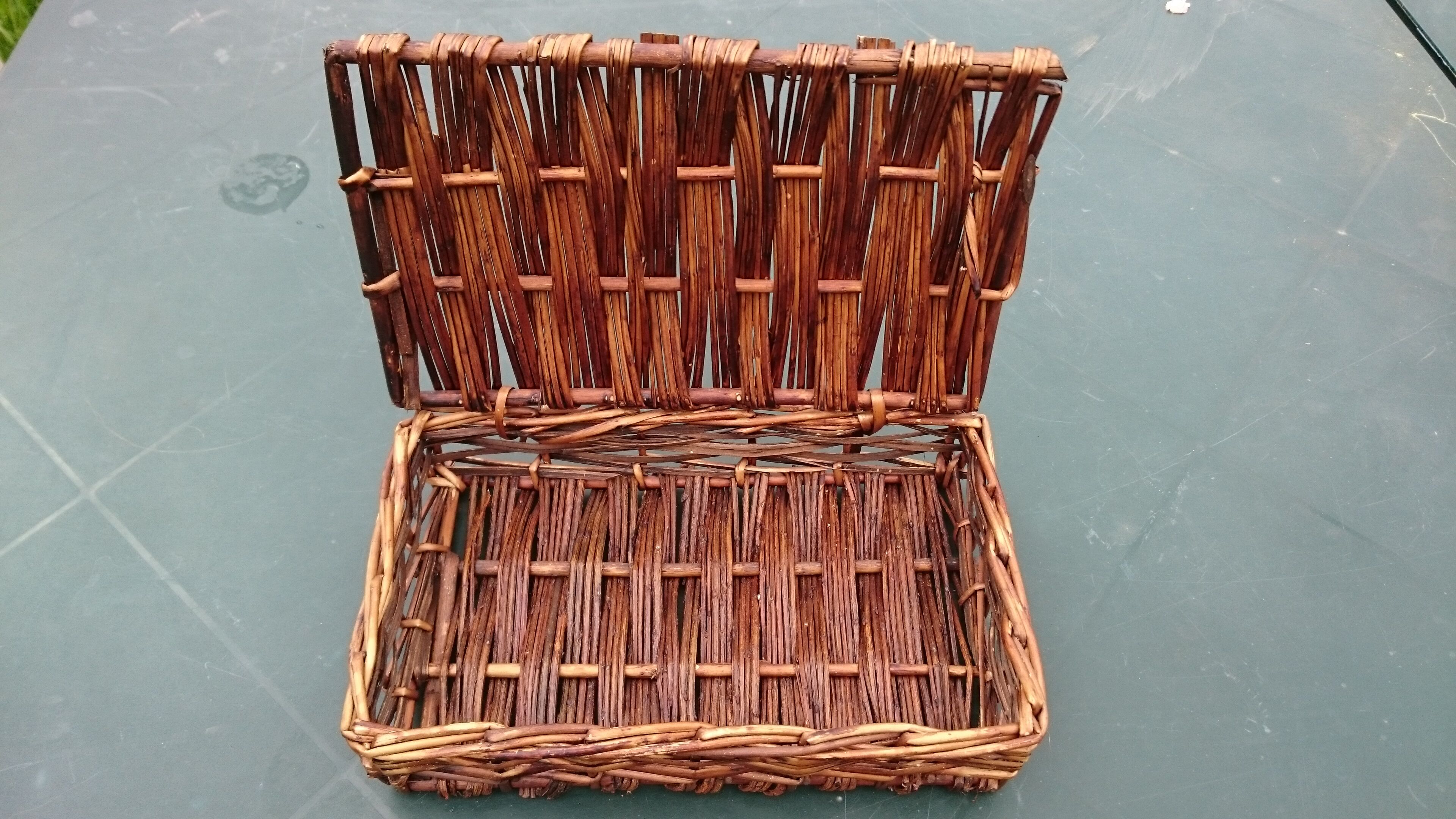 70s woven wicker box