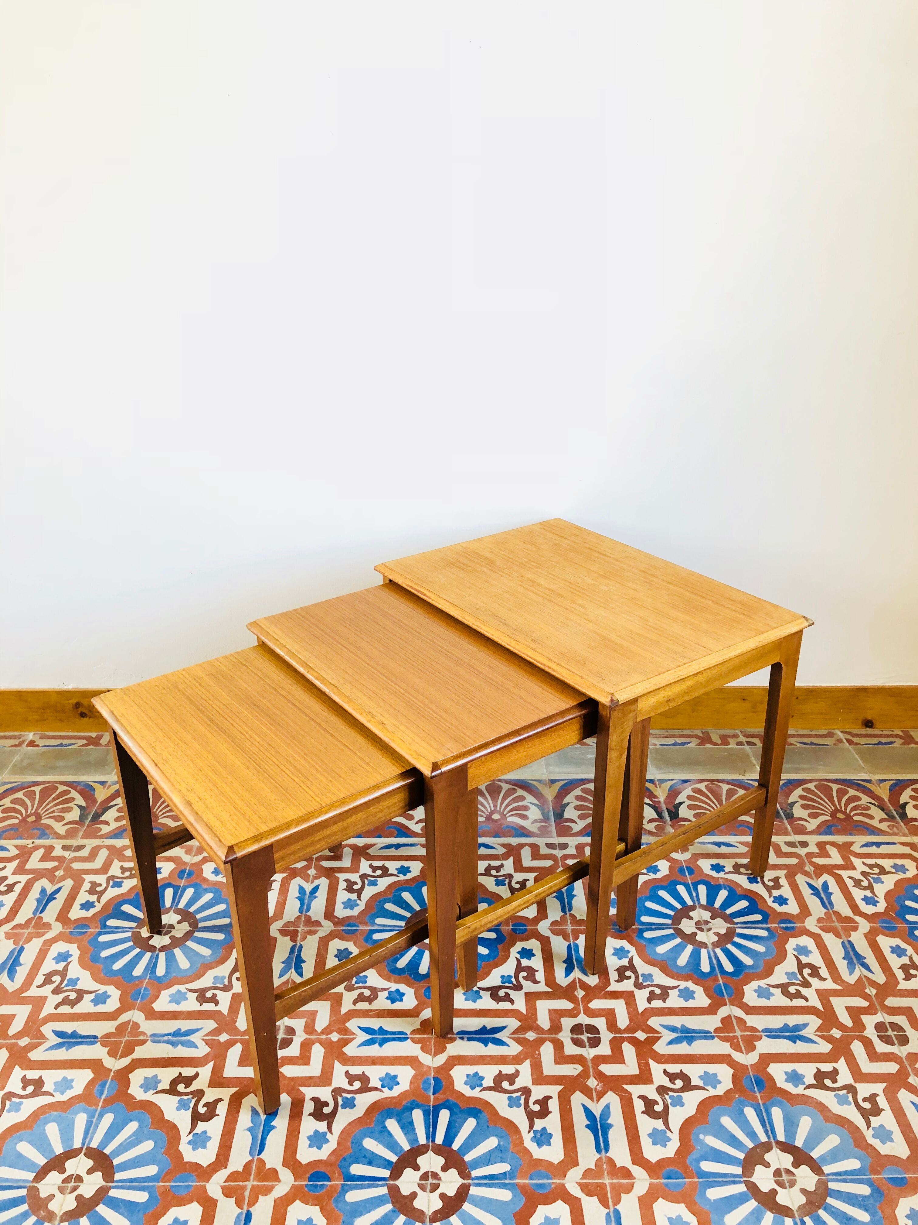 Pull-out tables teak by Remploy