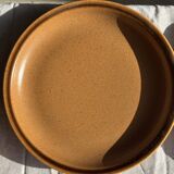 Set of 11 small dessert plates in brown-striped stoneware from Sarreguemines.