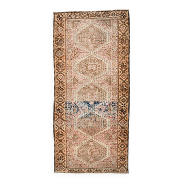 4x8 Brown Cream Geometric Vintage Rug, 112x241Cm