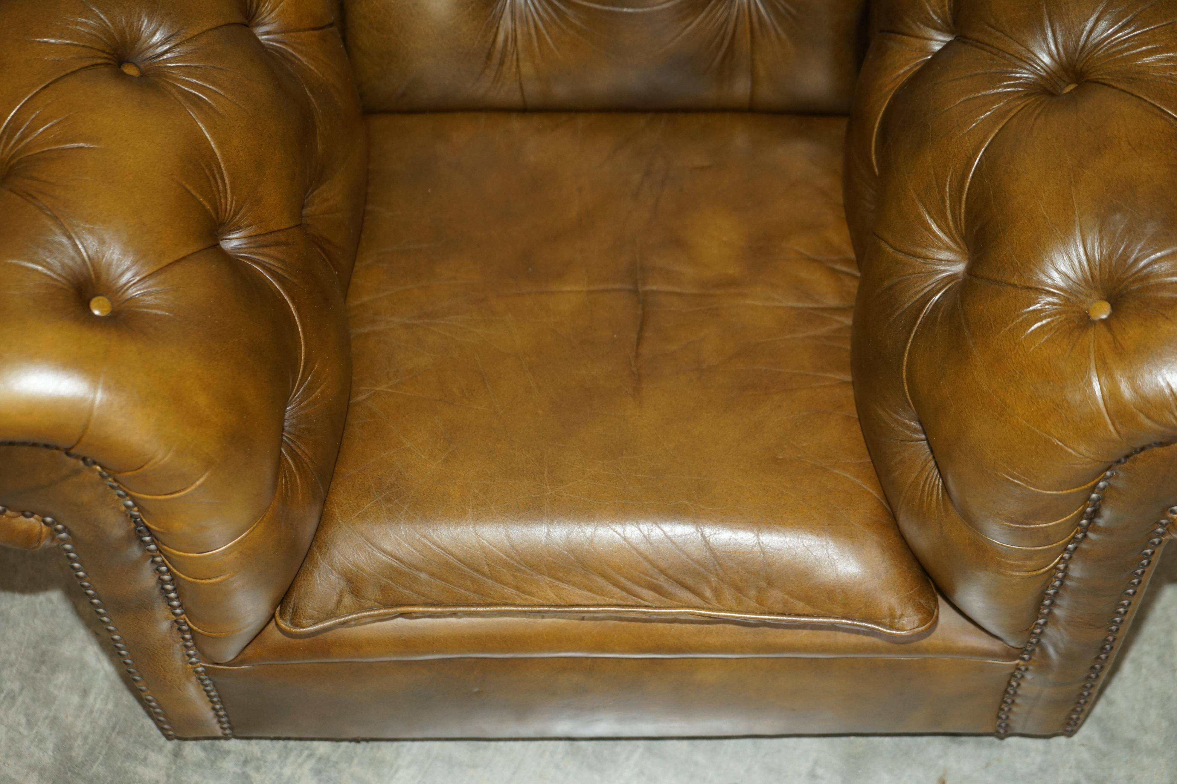 Ensemble vintage Chesterfield salon 3 pièces cuir