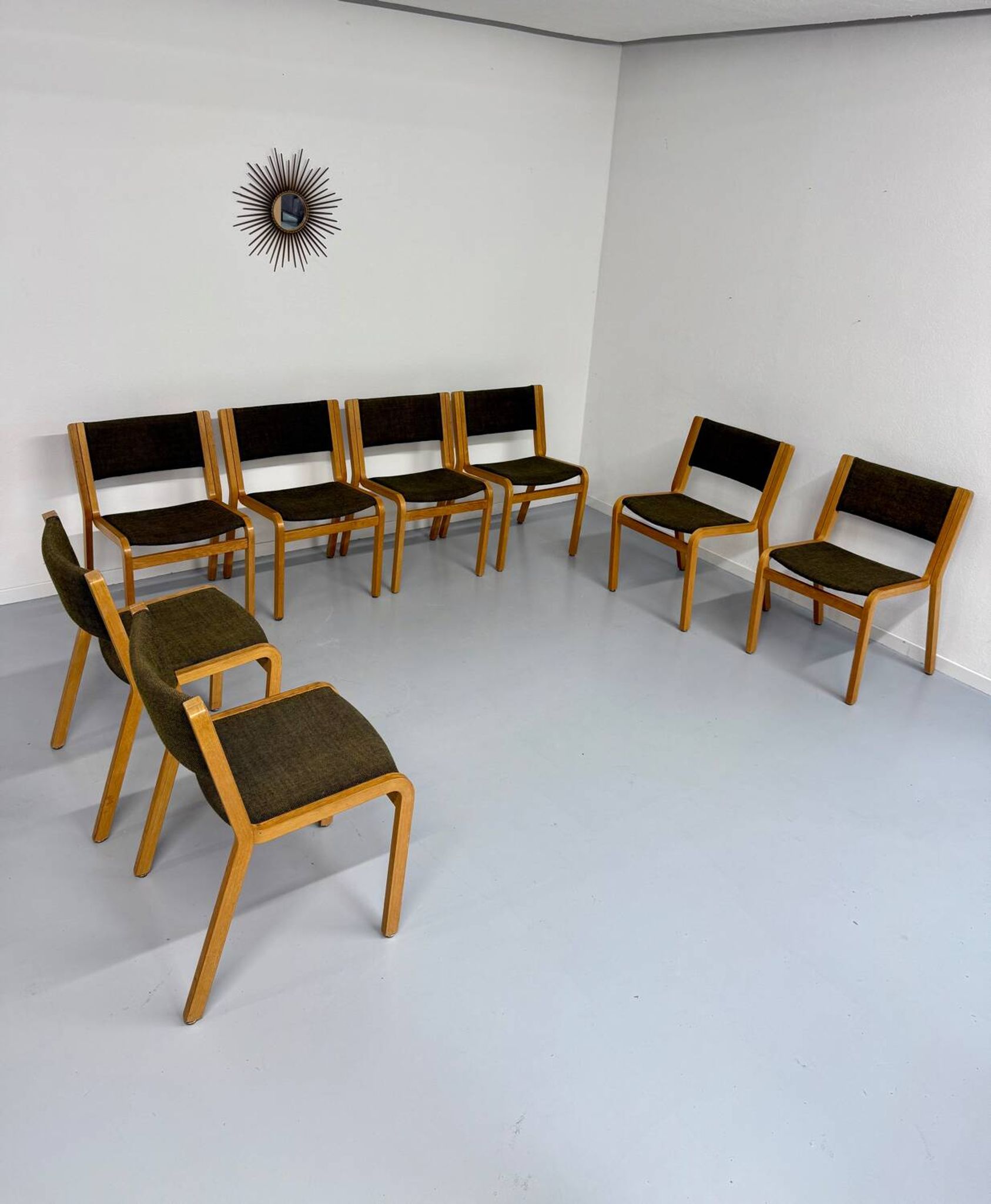 Set of 8 Thygesen and Sorensen / Magnus Olesen designer chairs from the 70s