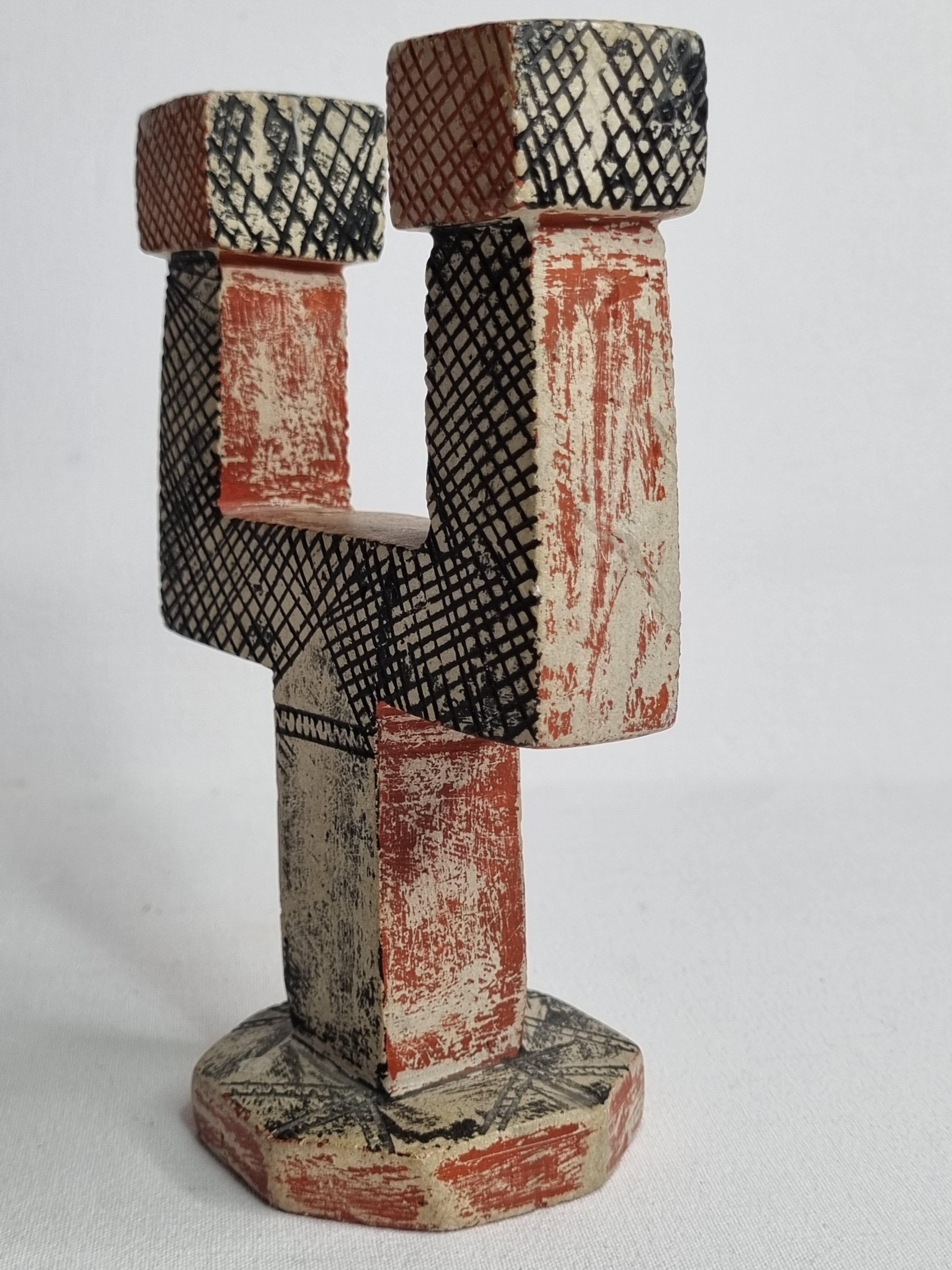 Ethnic candle holder with two branches, Moroccan handicrafts, 18 cm
