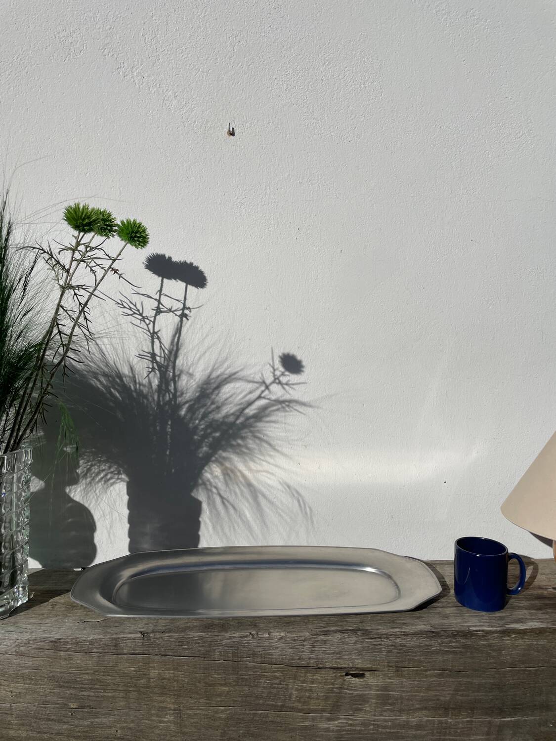 Large, long oval stainless steel platter by Rémy Letang