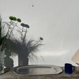 Large, long oval stainless steel platter by Rémy Letang