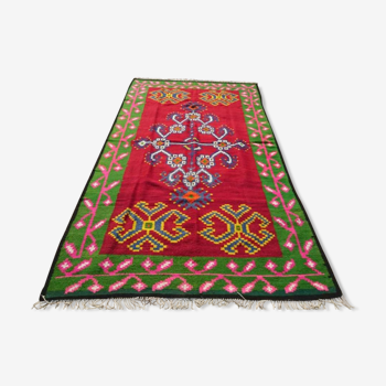 Red kilim rug in pure wool handmade 195x340cm