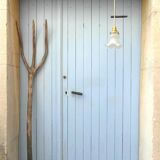 Art deco suspension in white opaline glass